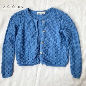(🎨$3 PLAY) H&M 2-4 Years Toddler Kids Girls Blue Thin Knit Cardigan Spring